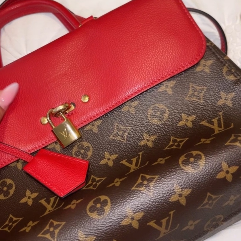 Louis Vuitton Red and Brown Monogram Satchel